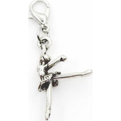 Hot Selling 20pcs/lot Ballet Bance Dangle Charms Lobster Clasp Charms Diy Jewelry Accessory Hanging Charms for Bracelets