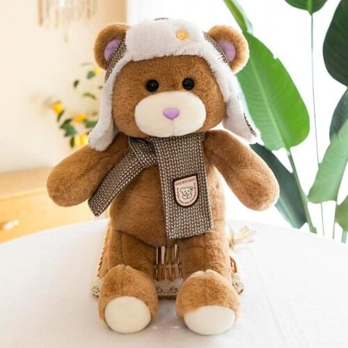 Cute Bear With Cotton Hat Children Plush Stuffed Toy For Kid Birthday Gift