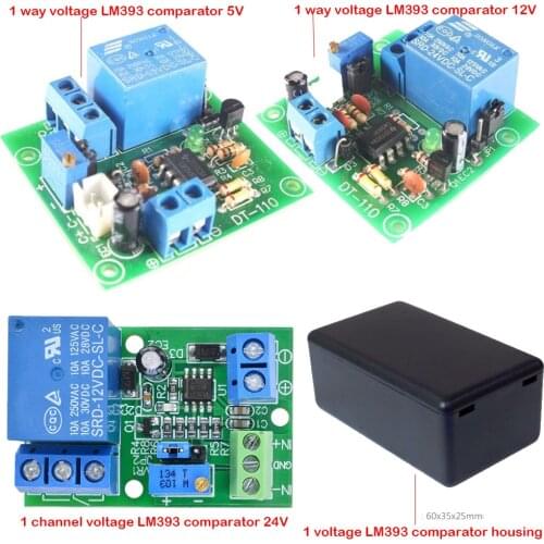 Ziqqucu LM393 Voltage Comparator Relay Module 1 Channel / 1CH 5V/12V/24V Volt Comparison Board Stable Perfect