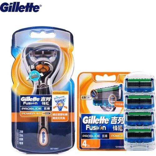 Gillette Electric Shaver Fusion Power Flexball Shaving Razor Blades For Men Genuine Face Care 1 Holder+5 blades