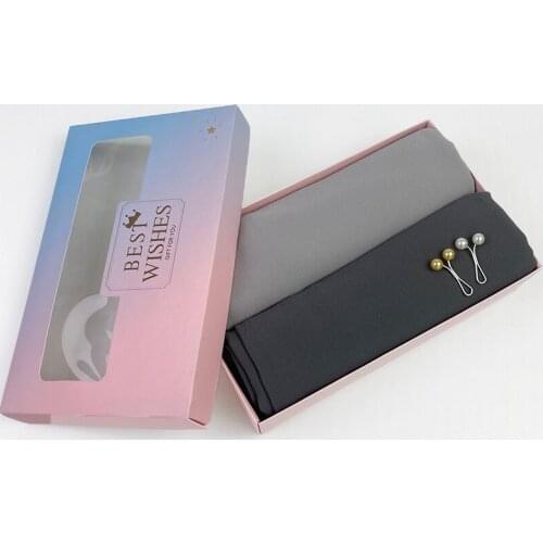 New Elegant Modest Women Bubble Chiffon Solid Oversizes Muslim Head Scarf Ladies Shawl and Wrap Female Foulard Hijab Box Gift