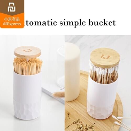 Original youpin Toothpick box home living room press automatic simple cotton swab box cotton swab barrel storage box In stock