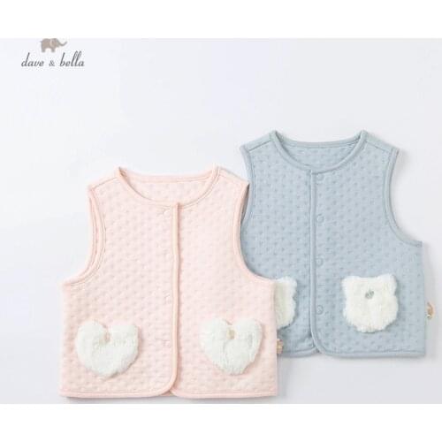 DBH18006 dave bella autumn baby unisex fashion love pockets coat children girls boys sleeveless vest