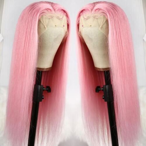 Bomshell Synthetic Hair Lace Front Wigs White Pink Straight Heat Resistant Fiber Hair Natural hairline With Baby Hair For Women