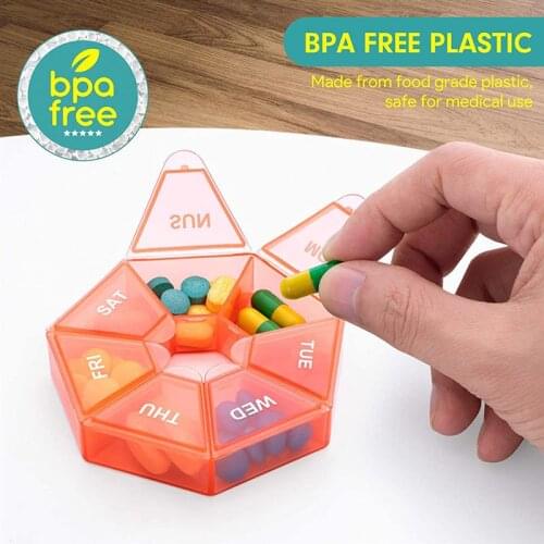 2Pcs/set Pill Case Plastic 7 Days Tablet Candy Box Portable Storage Tablet Holder Travel Organizer Pill Dispenser Container