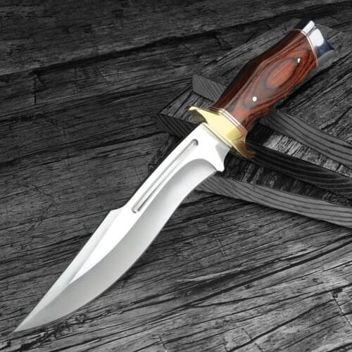 Outdoor Fixed Blade Knife Camping Hunting Straight Knife Wilderness Survival Self-defense Pocket Knives for Hiking with Sheath