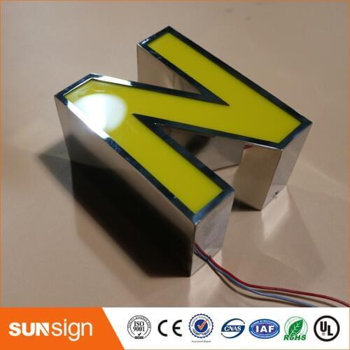 Polished Stainless Steel Return Front Light Sign