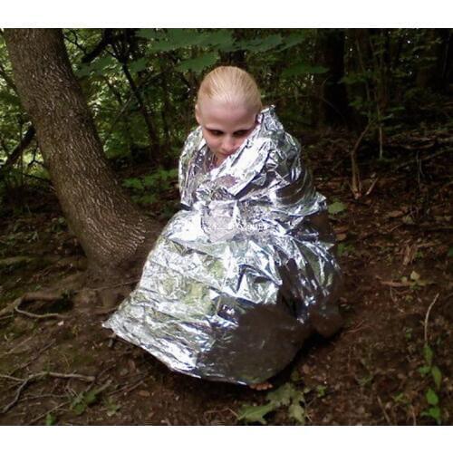 100 pcs Survival Rescue Blanket Foil Thermal Space First Aid Gold Rescue Curtain Military Blanket WaterProof Emergency Raincoat