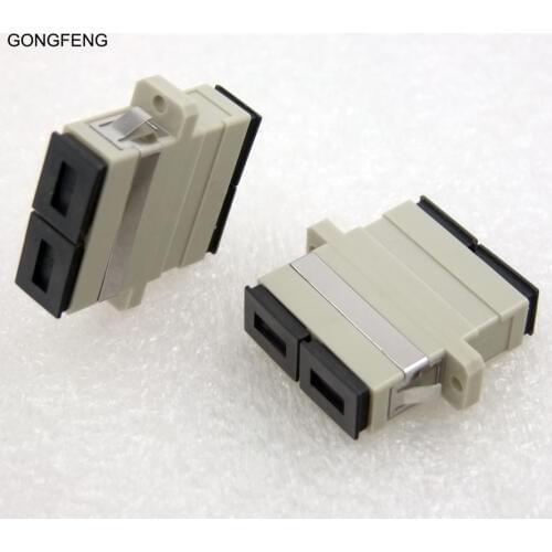 Special Wholesale Telecom grade 100PCS NEW SC Multimode Dua Fiber Connector Adapter Coupler Flange Free shipping to Russia