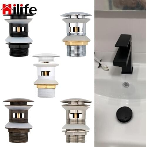 HILIFE Basin Sink Drain Stopper Slotted Washbasin Sink Plug Stainless Steel Pop Up Drain with Overflow Vanity Sink Waste Drainer