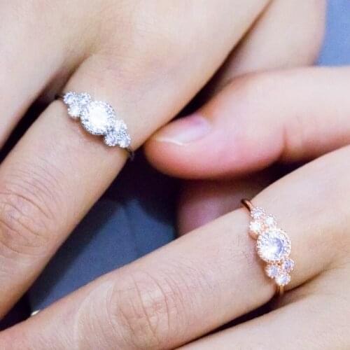 High Quality Propose Engagement Rings Zirconia Women Ring Nice Gift Rose-Gold Colored For Girls Factory Direct Wholesale