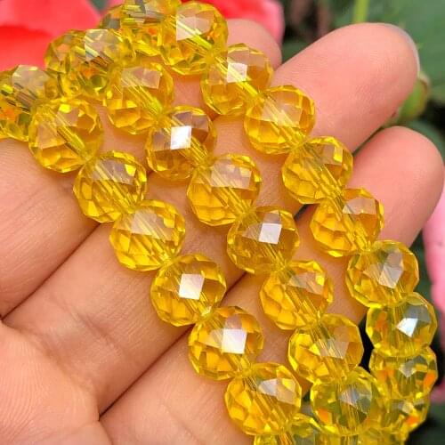 Upscale Yellow Austrian Rondelle Crystal Glass Beads Faceted Loose Spacer Beads For Jewelry Making Diy Finding Bracelet 6/8/10MM