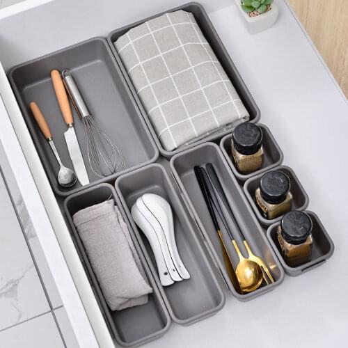 8PCs Divide Drawer Organizer Box Storage Trays Box Office Home Kitchen Bathroom Cupboard Desk Jewelry Makeup Organization