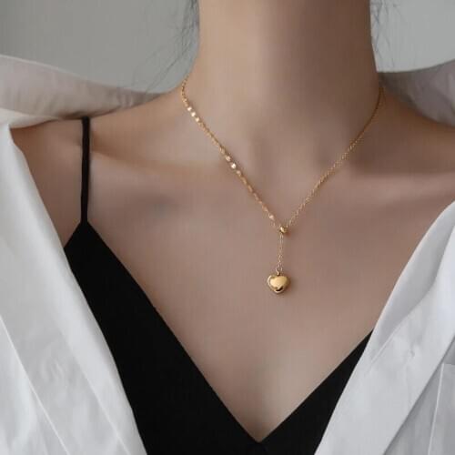 YUN RUO 18K Gold Plating Vintage Adjustable Heart Pendant Necklace Fashion Titanium Steel Jewelry Woman Birthday Gift Never Fade