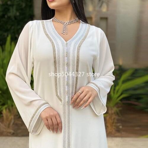 2021 Turkey Abaya Dubai Dress 2 Pieces Set for Women Fashion V Neck Long Sleeve Jalabiya Muslim Turkish Arabic Clothes+Vest Robe