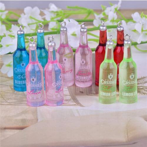 10pcs 8 Taste Cruiser Bottle Resin Beer Charms cocktail Bottle Earring Keychain Jewlery Findings Phone Case DIY Beer Earring