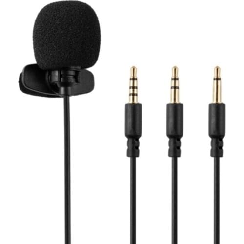 3.5mm Aux Mono/ Stereo/ 4 Pole Lavalier Mic Lapel Clip-on Mini Microphone for Mobile Phone Camera Computer Laptop PC Recording