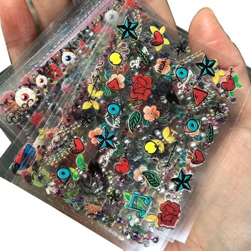 30pcs DIY Nails Art Sticker Golden Bronzing Flowers Characters Decoration For Nail Stickers Foil Sticker Manicure Accessories