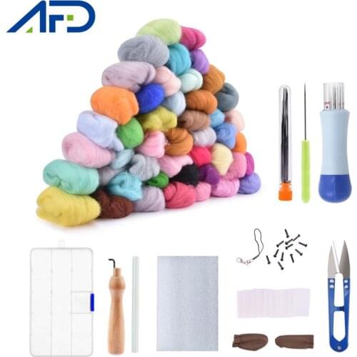 36/50 Colors DIY Wool Felt Kit Wool Felting Kit Tools DIY Craft Handmade Felting Materials Handcraft Needle Set for Beginners