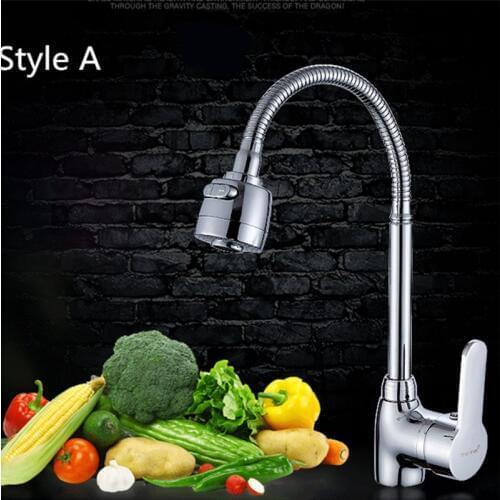 360 Degree Single Handle Single Hole Kitchen Faucet Mixers Sink Tap Modern Hot and Cold Water Brass Chrome Sink faucet two mode