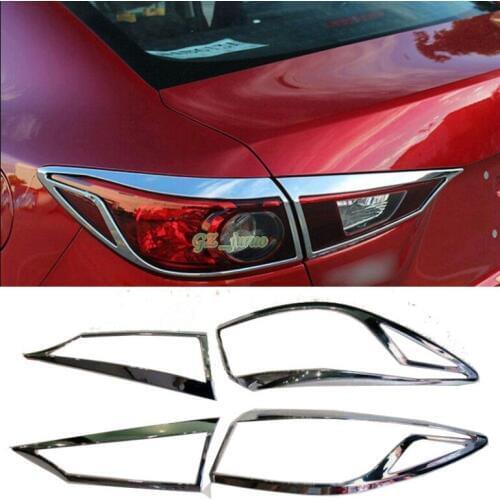 Chrome Rear Tail Light Lamp Cover Trim 4pcs For Mazda 3 AXELA M3 2014 2015 2016