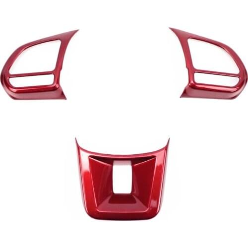 For MG ZS EV Car Accessories 2018 2019 2020 2021 3pcs ABS Sport Red Carbon Fiber Steering Wheel Trim Covers