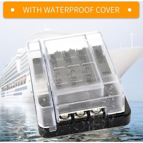 Car 6-Way Modular Design Fuse Box Blade Fuse Block Holder Screw Nut Terminal With 12P Negative Bus Bar Junction Box 32V 100A