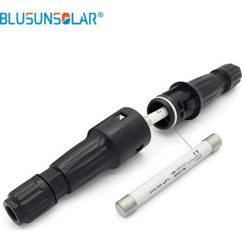 BLUSUNSOLAR 100pcs/lot 1500VDC PV 4.0 Fuse Waterproof Connector With15A Fuse Used In Solar Panel System TUV Approved