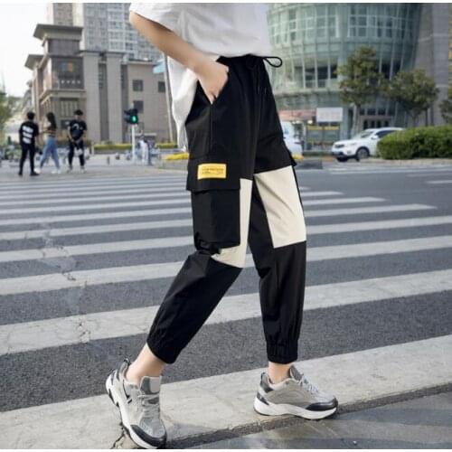 Casual pants womens summer 2021 new high-waist slim womens pants tide spring elastic waist black pants