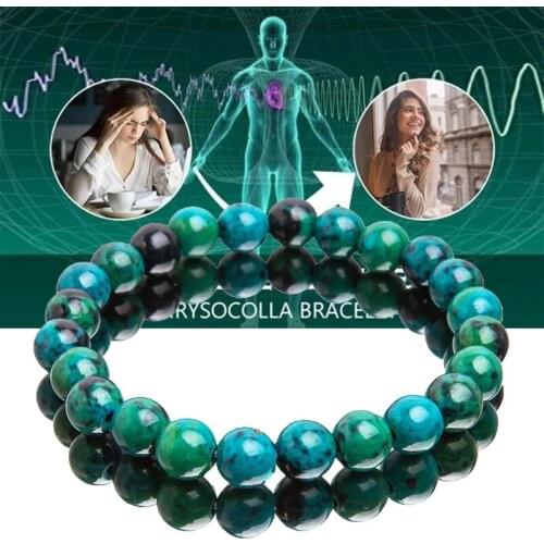 6/8/10mm Chrysocolla Malachite Bracelets For Women Men Natural Stone Beads Bracelet Round Shape Diabetes Relief Bracelet Jewelry
