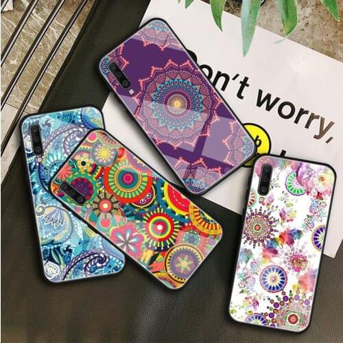 Floral Paisley Flower Mandala Tempered Glass Case For Samsung Galaxy A10S A10E A20S A20E A30S A40 A50S A60 A70 A80 A90 A6 A7 A8