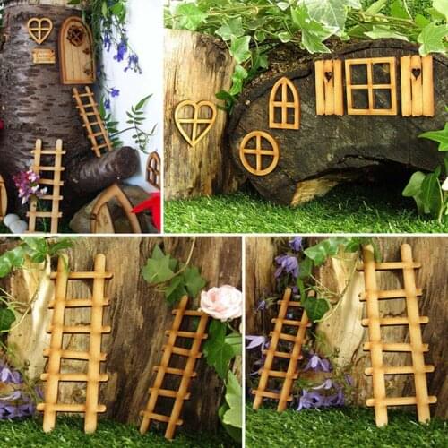 1 PC DIY Wooden Fairy Elf Gnome Door Craft Kit Door Decoration Vintage Miniature Fairy Garden Decor Dollhouse Christmas Gift