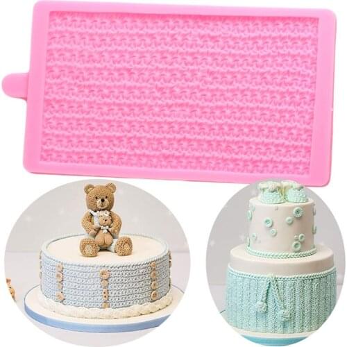 DIY Knitting Cake Border Silicone Mold Baby Party ​Fondant Cake Decorating Tools Resin Clay Candy Molds ​Chocolate Making Mould