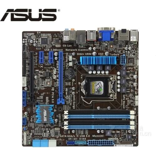 LGA 1155 Original ASUS P8H77-M Pro 1600Mhz DDR3 Motherboard H77 USB3.0 Desktop Computer PC Mainboard Plate P8H77MPro Used