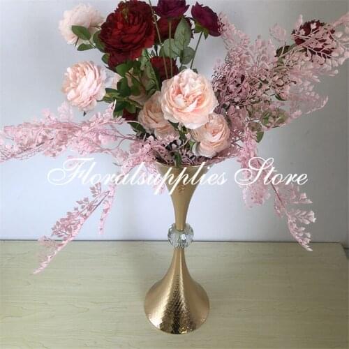 55CM Height Flower VasesTrumpet Shape Metal Wedding Table Centerpiece Event Flower Road Lead Home Decor