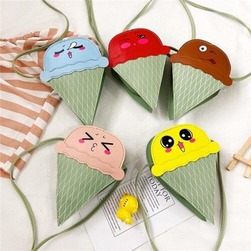 Cute Ice Cream Children Small Wallet Shoulder Bag Fashion Princess Mini Messenger Bags Cartoon Baby Girls Coin Purse Handbags