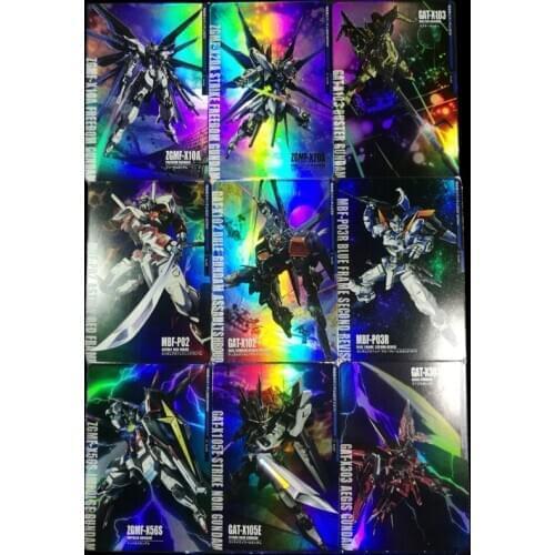 BANDAI GUNDAM 9PCS/LOT Freedom Gundam Refraction Color Flash Cards Game Collection Cards Gift Kids TOY