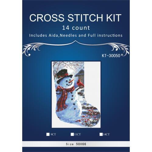 Christmas SOCK snowman 14CT Free Delivery Top Quality Counted Cross Stitch Kits for Embroidery Home Decor Needlework