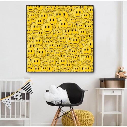 Hand painted populari art smile face painting Amazing Wall art pictures painted for living room Home Decor