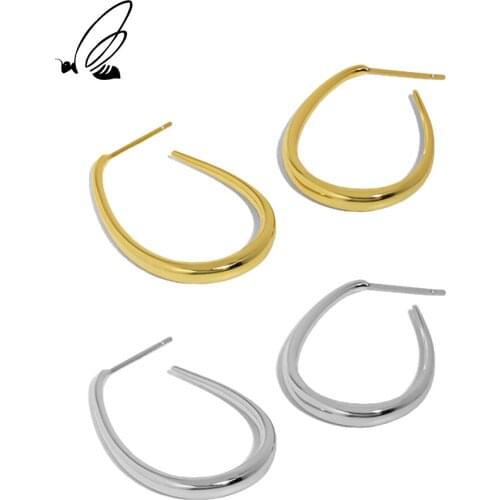 SSTEEL 925 Sterling Silver Stud Earring Niche Design Minimalist U-shape Smooth Texture Gift For Women Personalized Fine Jewelry