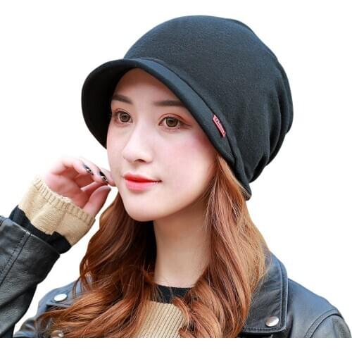 COKK Cotton Ponytail Cap Winter Hats For Women Turban Hat Female Beanie Stretch Hats Bonnet Winter Cap Ear Windproof Bonnets