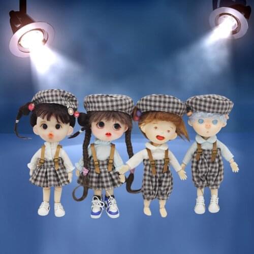 1/12 BJD ob11 baby clothes GSC DDF body can wear retro lattice strap set doll clothes Doll accessories