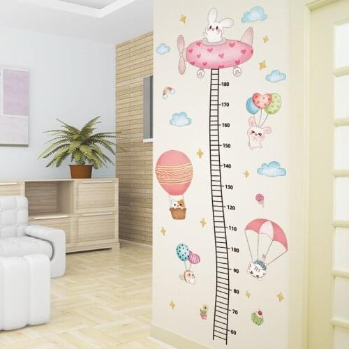 [SHIJUEHEZI] Balloons Animals Wall Stickers DIY Aircraft Height Measure Wall Decals for Kids Room Baby Bedroom Home Decoration