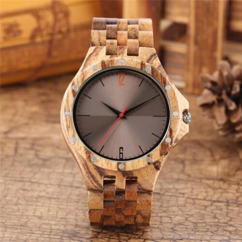 Modern Mens Wooden Watches Arabic Number Display Clock Quartz Analog Wristwatch Adjustable Band Bamboo Watches Present reloj