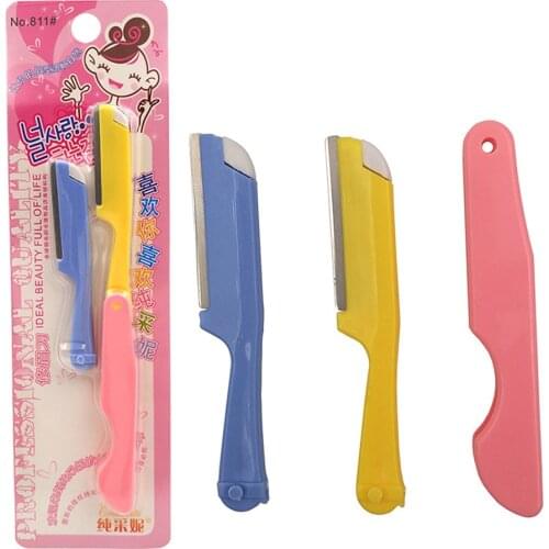 Wholesale 1Set Eyebrow Trimmer Eyebrows Blade Kit Folding Replaceable Shaver Facial Hair Removing Razors Portable Drop Shipping