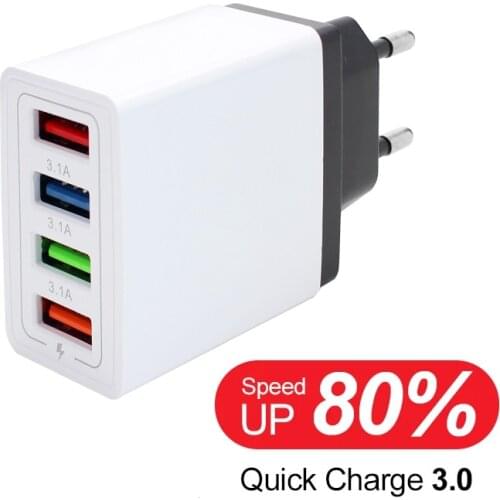 1 2 3 4 Ports Universal EU Charger AC DC 220V TO 5V Universal Power Adapter Supply 5V 3A USB Charger Mobile Phone AC Adapter