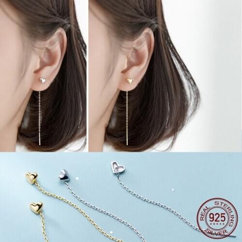 La Monada Dangling Hanging Earrings For Women Silver 925 Real Woman Glossy Heart Korean Drop Earrings Minimalist Female Jewelry