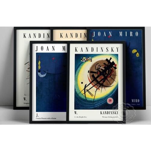 Wassily Kandinsky Joan Miro Poster, Kandinsky Bright Oval Miro Catalan Peasant With A Guitar Prints, Vintage Abstract Wall Art