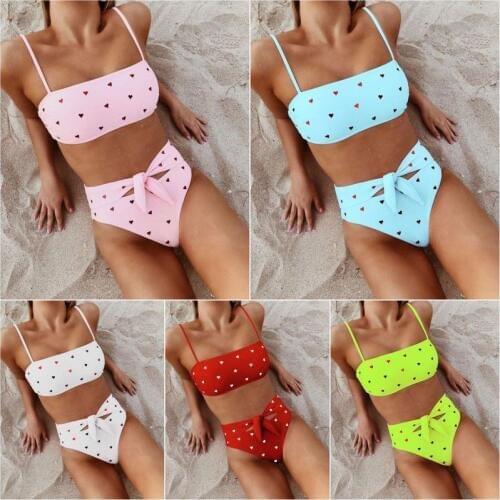 2019 Nova Sexy Bikini Women Swimsuit High Waist Dot knotted two-piece swimsuit Sexy Print Bikinis Bikini Push Up Female Separate