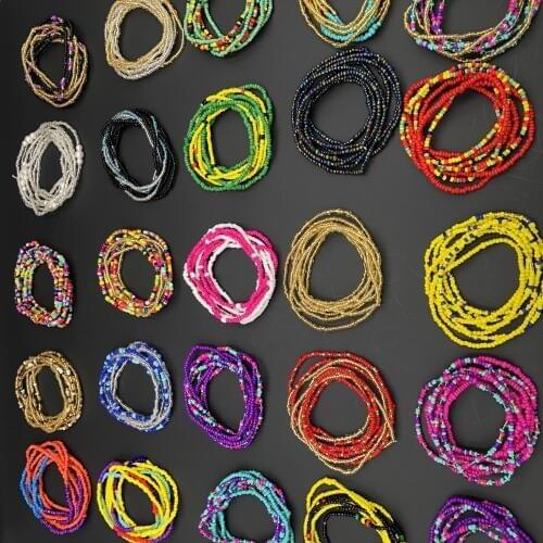 2 Pcs/pack Colorful Acrylic Beads Necklaces for Women Choker Necklace Bohemia Stretch Elastic Chain 2019 Fashion Jewelry New Hot